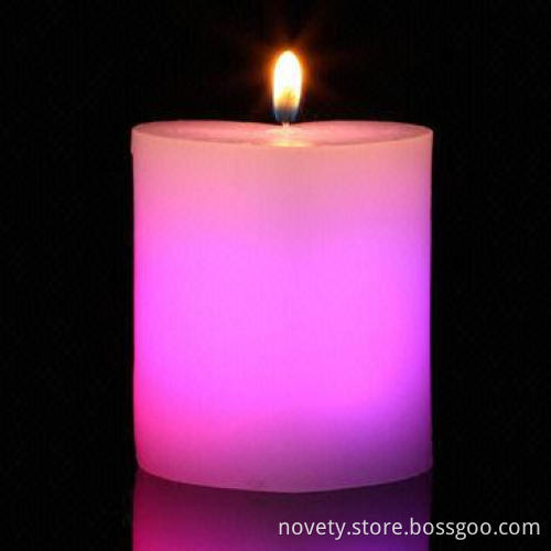 LED Pillar Heart/Real Smokeless Wax Candle, Really Change Colors When Lit